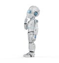Cute robot with cartoon character think Royalty Free Stock Photo